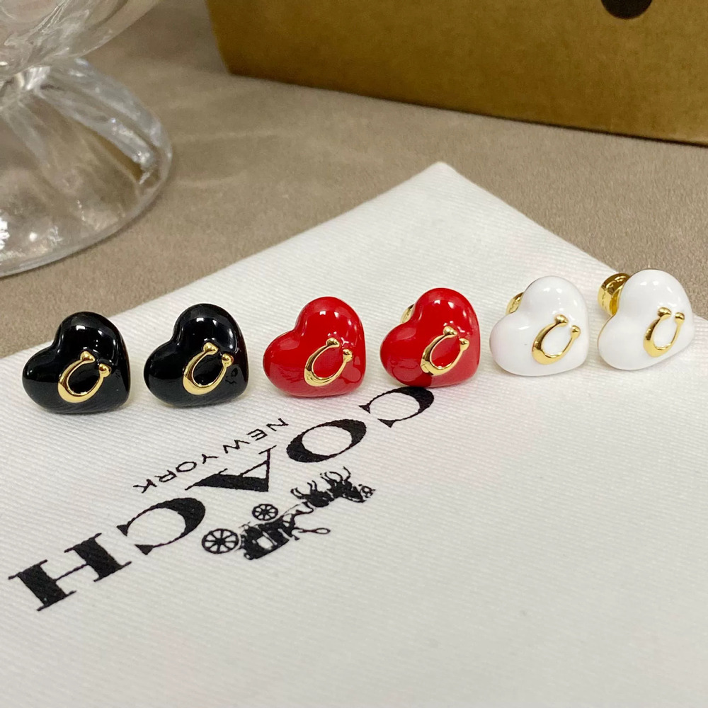 Coach Heart Enamel Inlay Stud Earrings